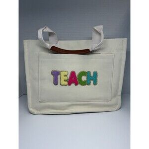 EWSNM Custom Lettering TEACH Teachers Canvas Laptop Tote Bag New
